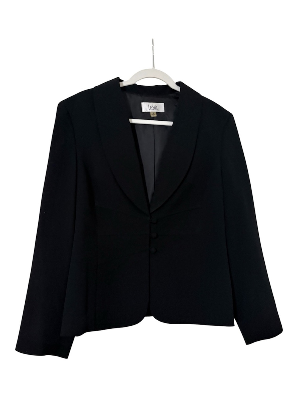 Le Suit Black Shawl Collar Women's Blazer and skirt
